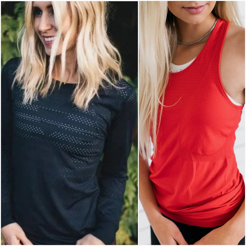 Zyia Red Copper Charged Tank & Long Sleeve Chill Shirt